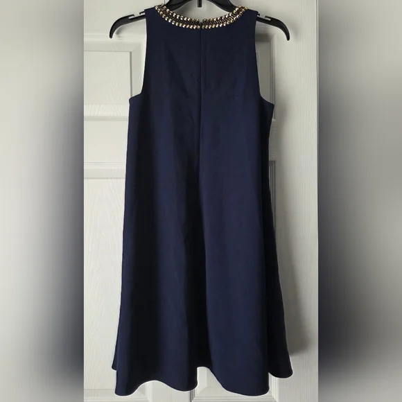 Lilly Pulitzer Navy Blue Embellished Neckline A-Line Trapeze Dress XS. Like new. - Picture 7 of 12